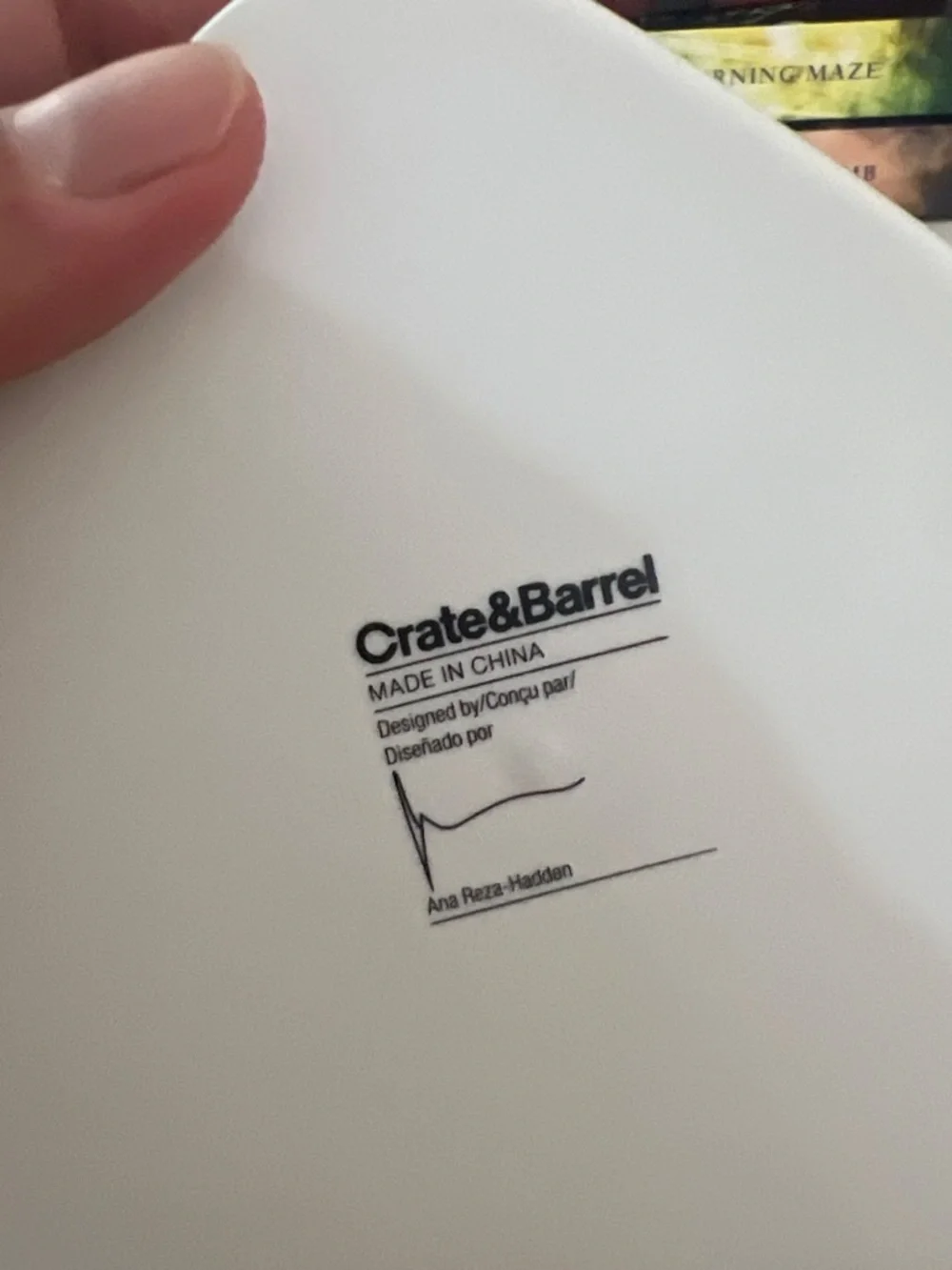 Crate&Barrel White Ceramic Serving Piece with Designer Marking - Set of 3